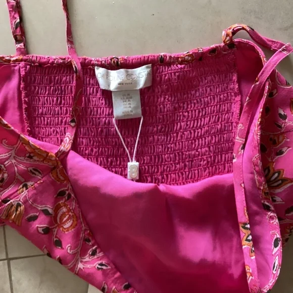 Caroline Constas 2pc Set Crop Spaghetti Top Maxi Skirt Pink Cotton Eyelet Ruffle - Picture 9 of 16